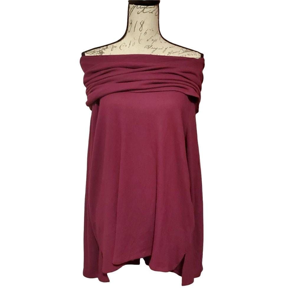 Gibsonlook Ladies Size Medium Deep Violet Off Shoulder Tunic Top
